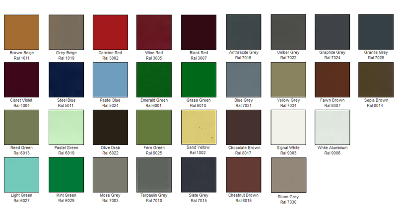 Silicone Colour Chart