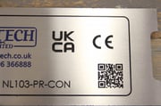 Chemically etched stainless steel UKCA plate