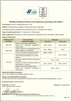 EN 15085 Certificate