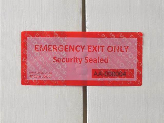 Emergency Exit Security Label