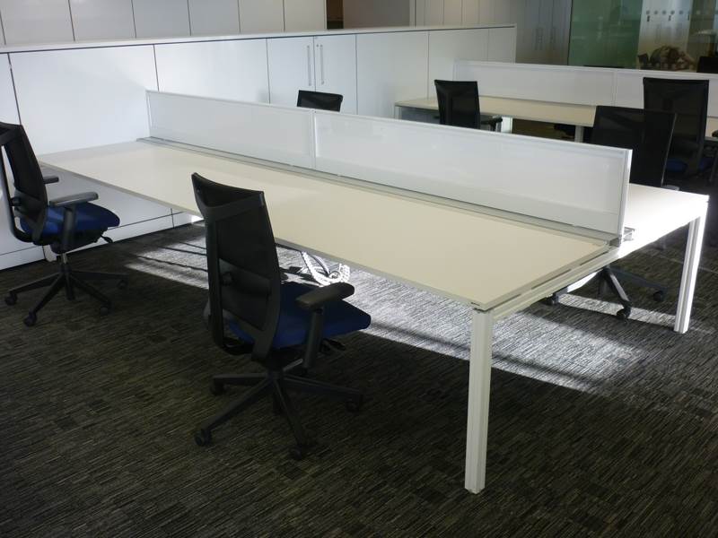 Haworth Tibas white bench desks