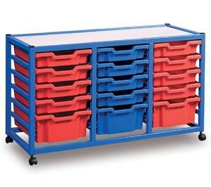 Mobile Gratnell tray storage unit