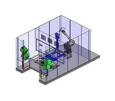 Single turntable robot system with light curtains