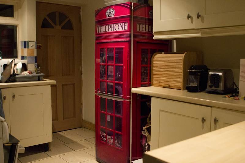 Our flagship telephone box vinyl refrigerator wrap