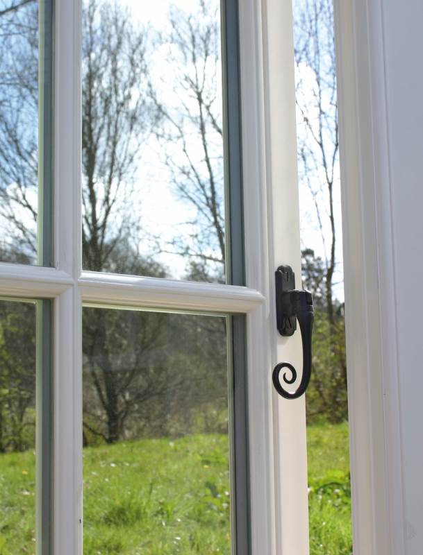 Traditional black monkeytail espag window handle