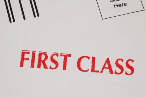How much is first & second class on a franking machine?