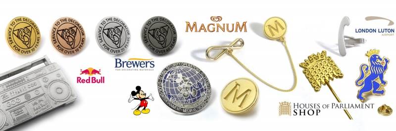 Bespoke pin badges custom made with  company logos
