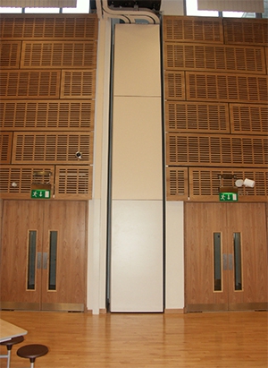 7 metre high wall acoustic moveable wall installed in London school
