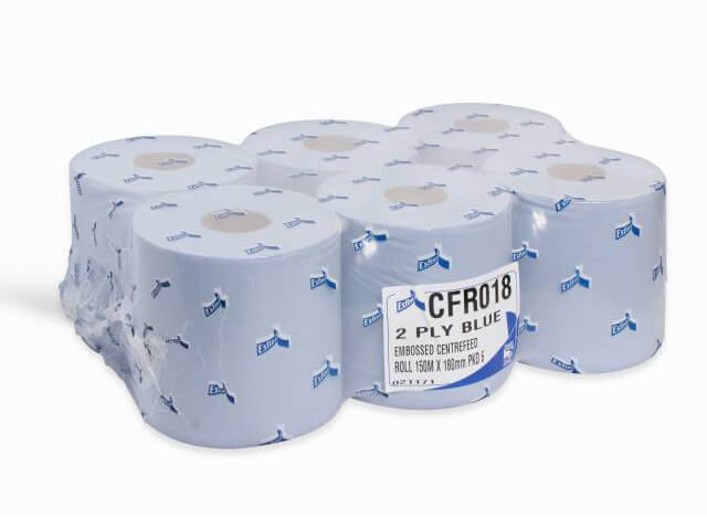 Centrefeed Roll 2 Ply Blue 1x 6 rolls