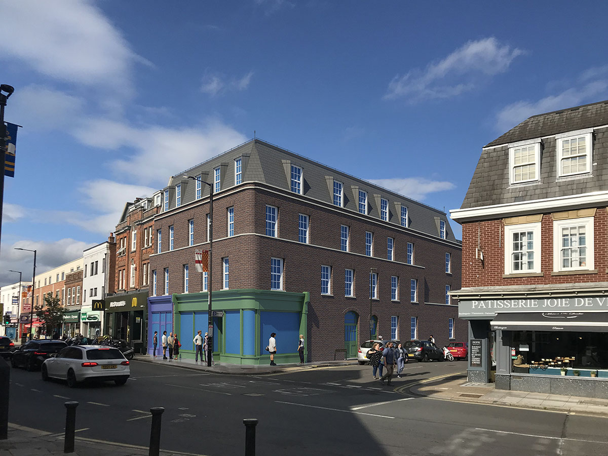 Flats above shops in a conservation area in Barnet