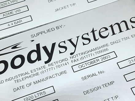Stainless Steel Pressure Vessel Name Plates