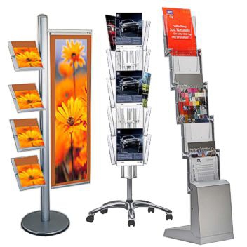 Literature dispensers floor stands racks