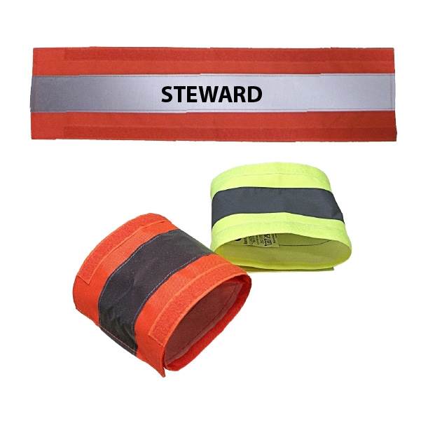 Hi viz polyester armbands plain or printed.